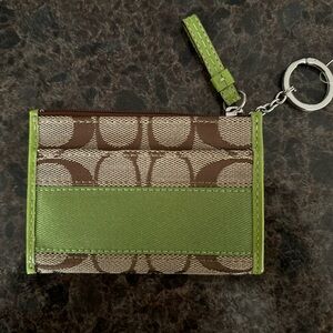 Rare Coach Mini Skinny ID Case In Signature Canvas and Apple